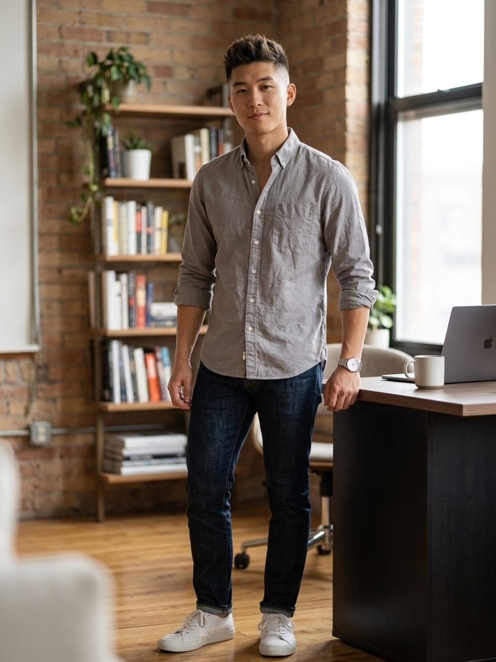 Classic Men's Button-Down Shirt - Gray